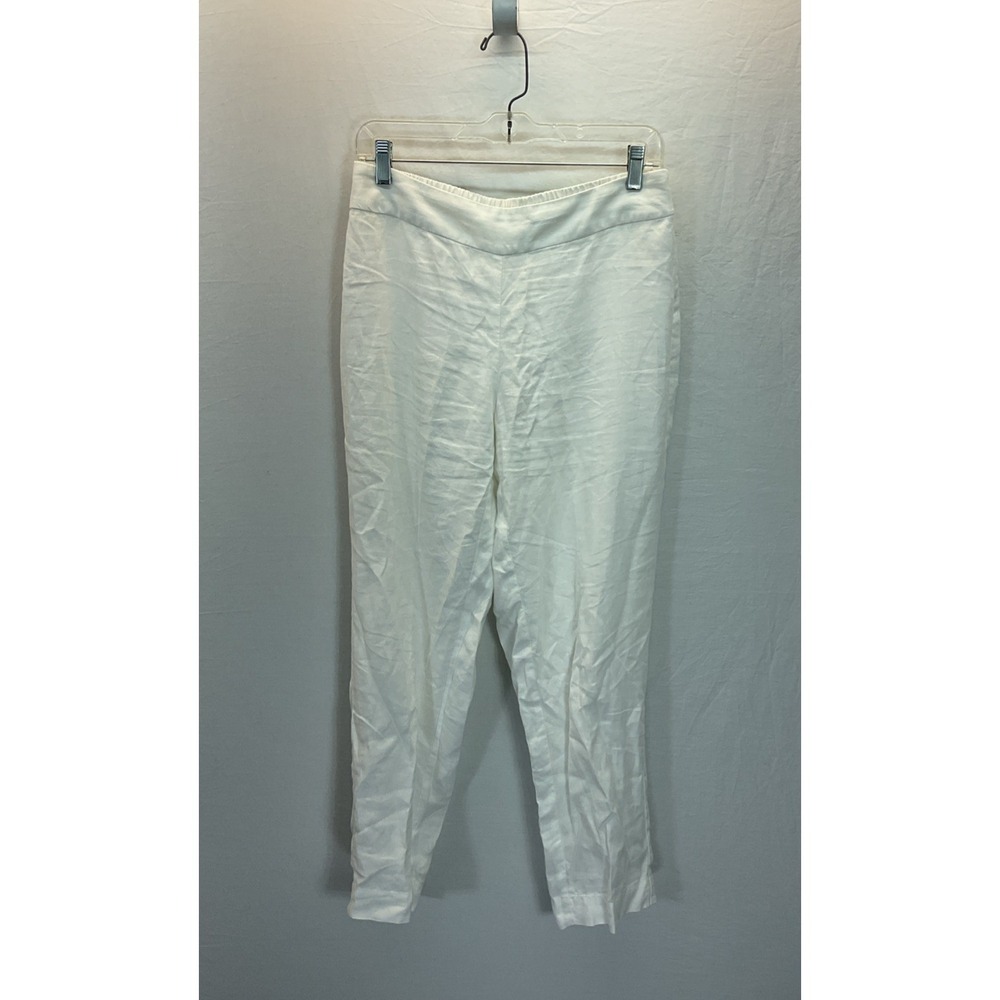 Eileen Fisher 100% Organic Linen‎ Pants XS White Elastic Waist Pull On Lagenlook